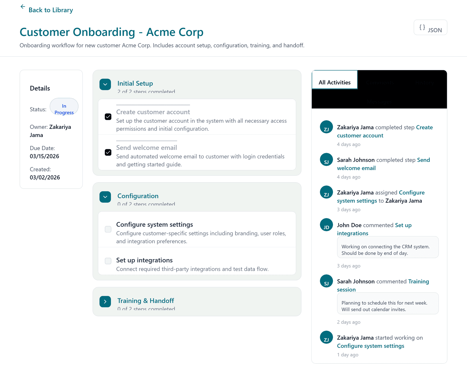 Instance Checklist (before)